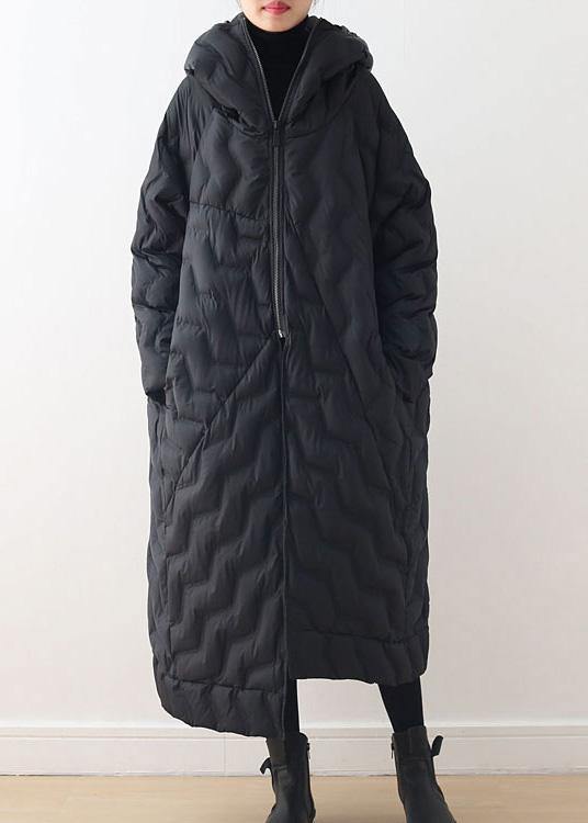 Loose Fitting Down Jacket Hooded Overcoat Asymmetric Down Coat Winter