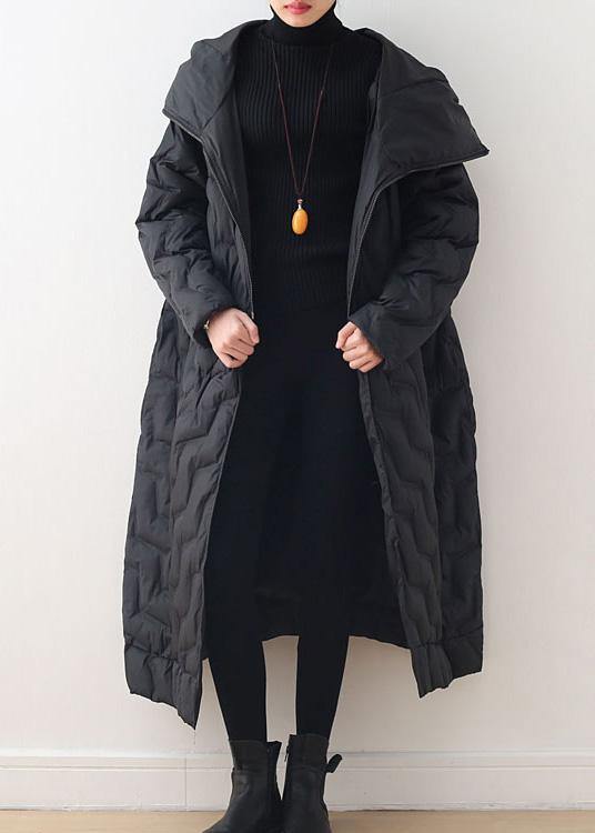 Loose Fitting Down Jacket Hooded Overcoat Asymmetric Down Coat Winter