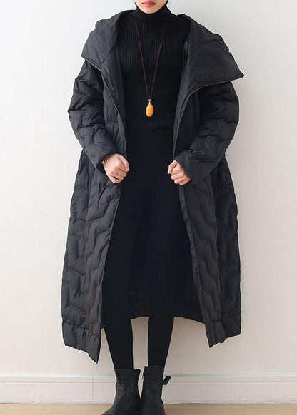 Loose Fitting Down Jacket Hooded Overcoat Asymmetric Down Coat Winter