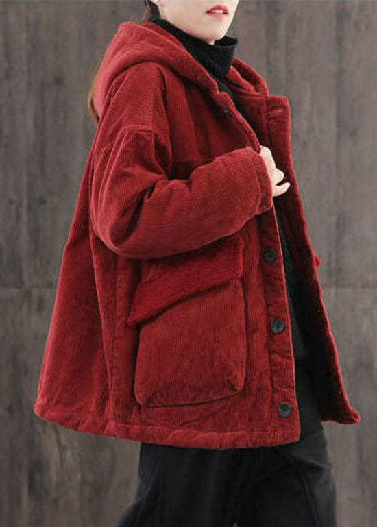 Mulberry Hooded Corduroy Fine Cotton Filled Parka Winter
