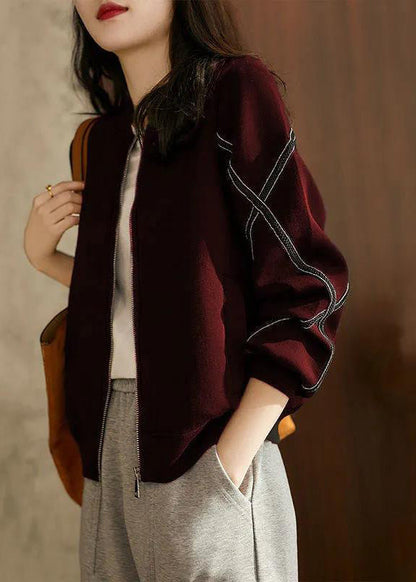 Mulberry Zip Up Patchwork Cotton Jacket Fall