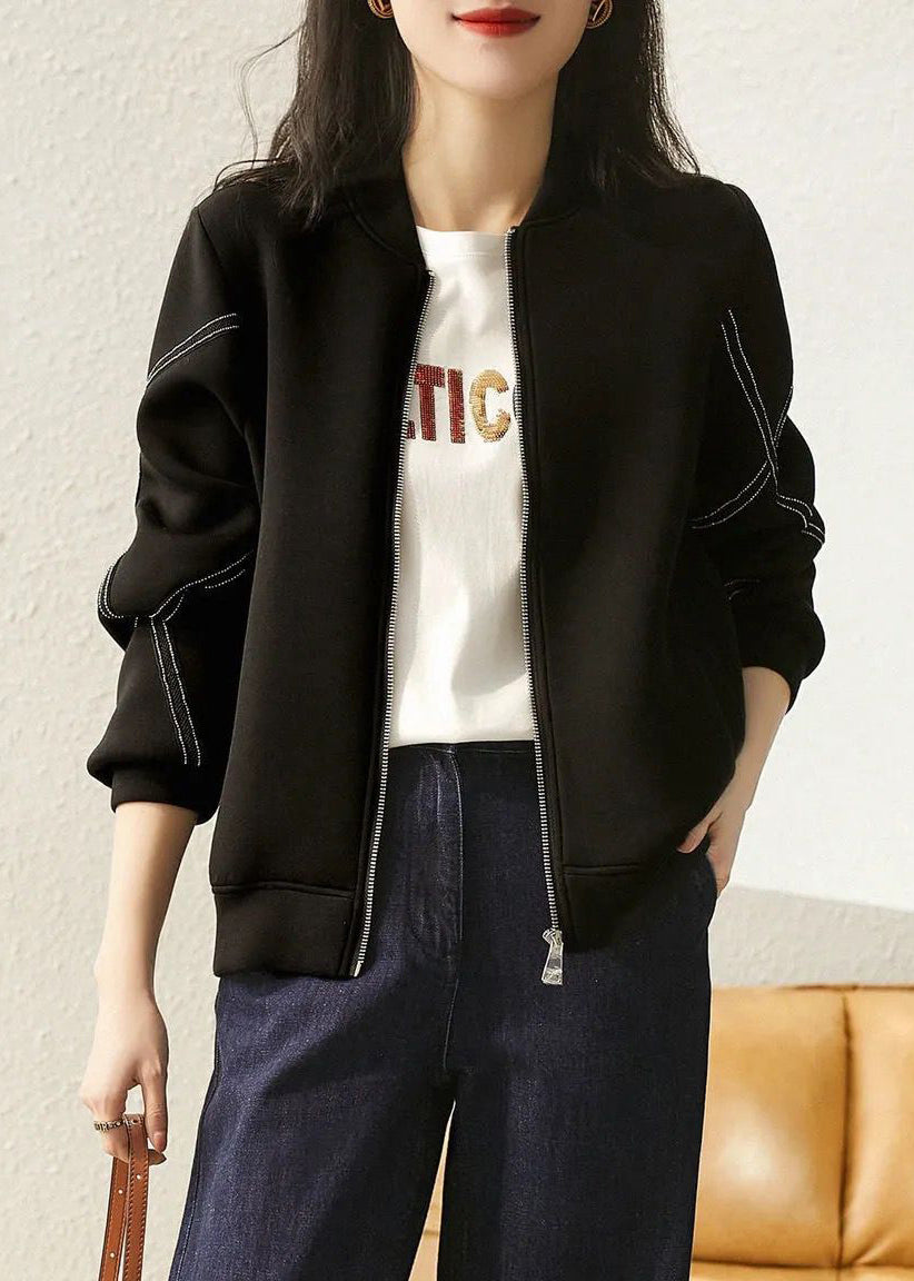 Mulberry Zip Up Patchwork Cotton Jacket Fall