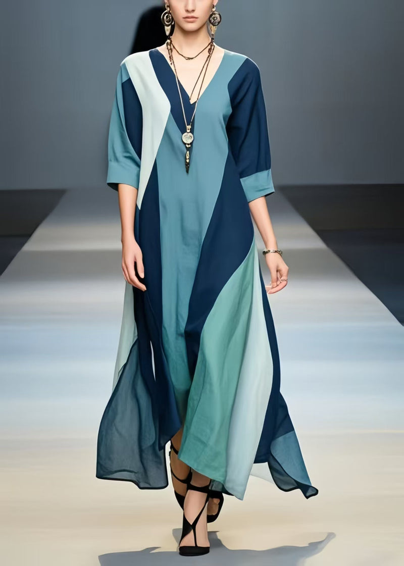 Multicolour Asymmetrical Design Cotton Holiday Dress Summer