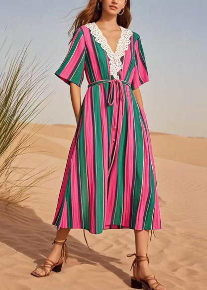 Multicolour Striped Cotton Tunic Dress Summer