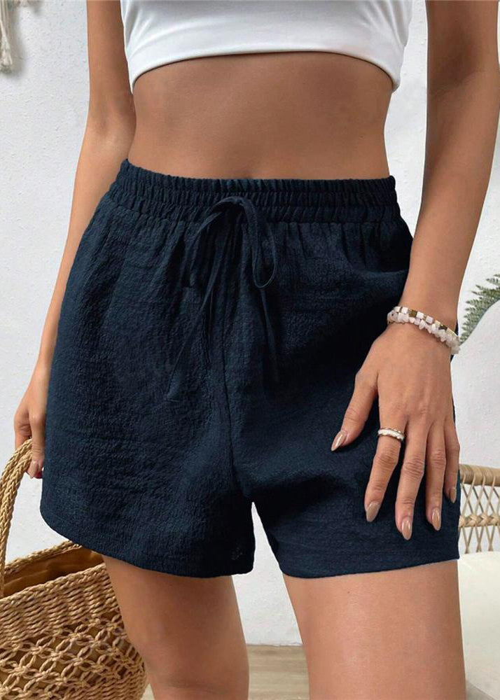 Navy Elastic Waist Sports Shorts Summer