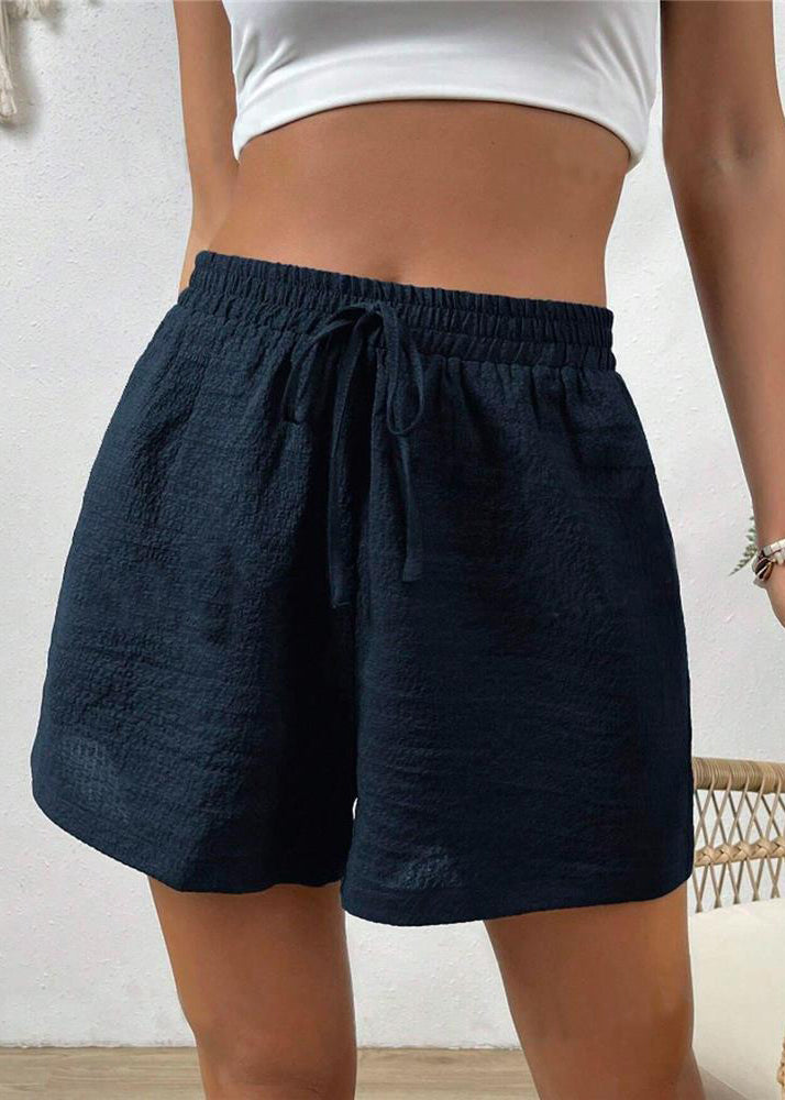 Navy Elastic Waist Sports Shorts Summer