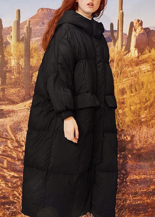 Navy Hooded Pockets Duck Down Winter Down Coat