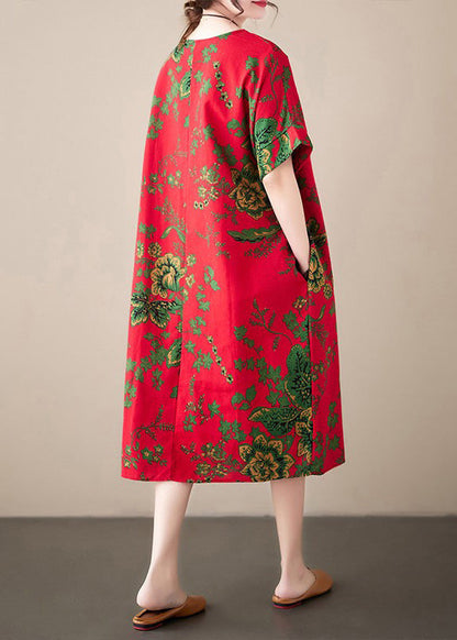 Navy Print Cotton Vacation Maxi Dresses Summer