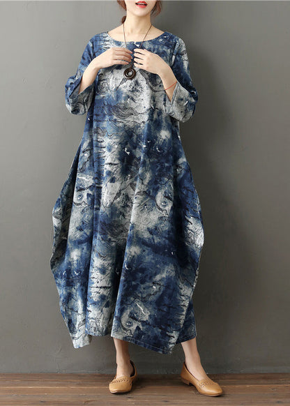 O-neck Print Cozy Vacation Long Dresses Spring