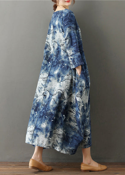 O-neck Print Cozy Vacation Long Dresses Spring