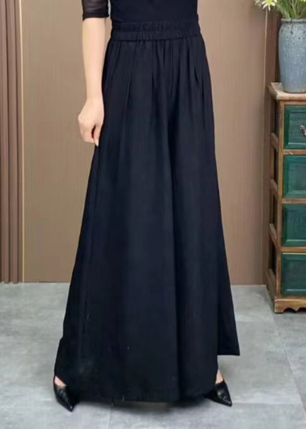 Orange Pockets Jacquard Cotton Wide Leg Pants Summer