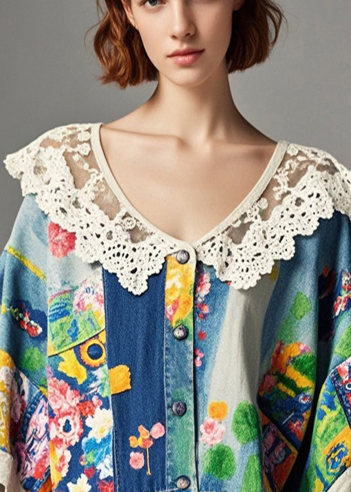 Oversized Lace Patchwork Print Tanks Summer