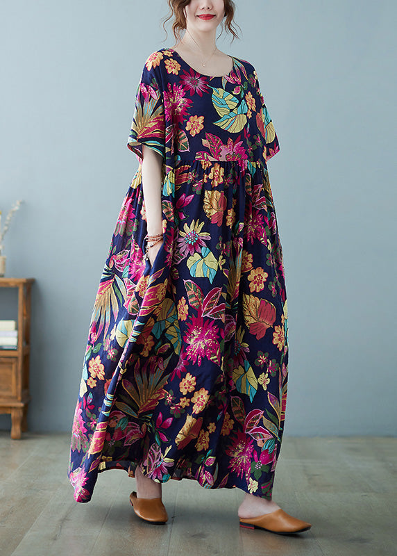 Patchwork Print Holiday Long Dress Summer