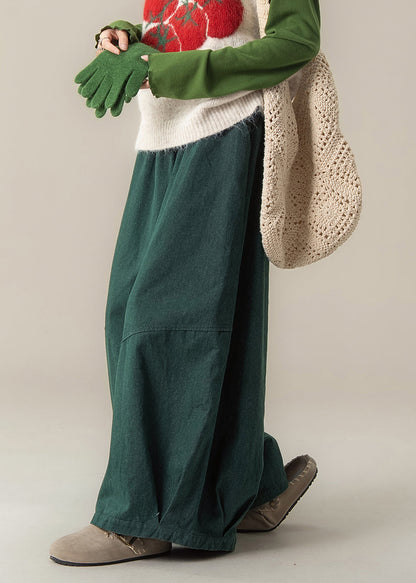 Peacock Green Oversized Denim Wide Leg Pants Spring