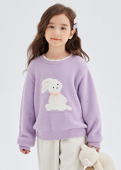 Pink Animal Print Thick Cotton Knit Sweater Spring