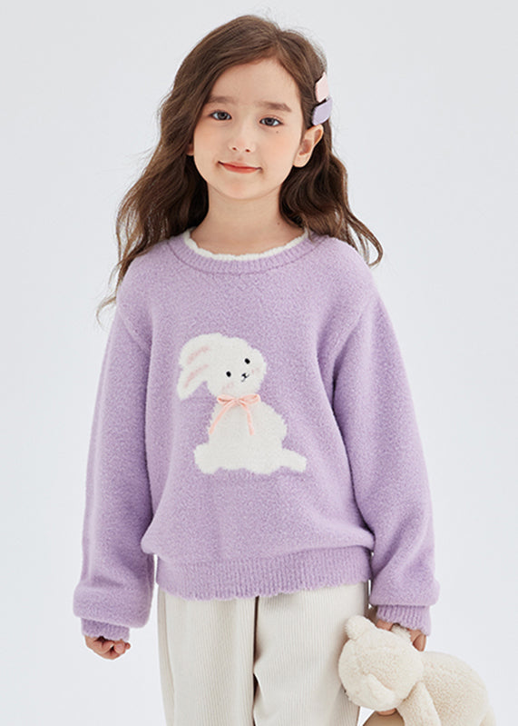 Pink Animal Print Thick Cotton Knit Sweater Spring
