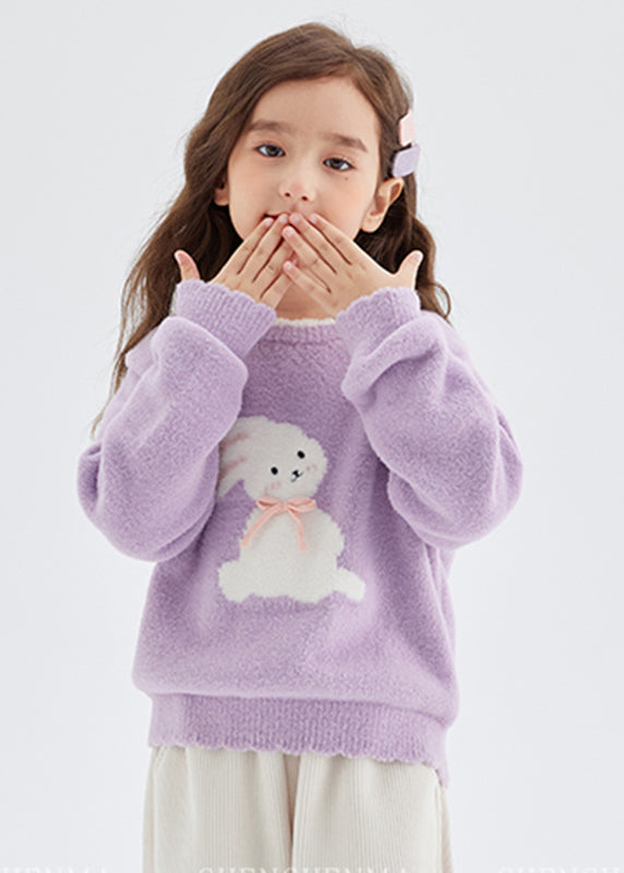 Pink Animal Print Thick Cotton Knit Sweater Spring
