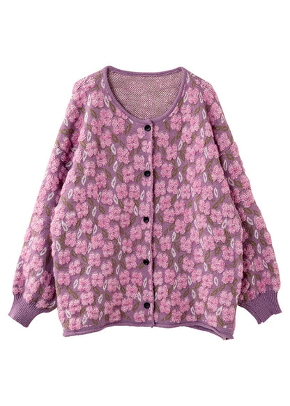 Pink Button Cotton Knit Cardigans Spring