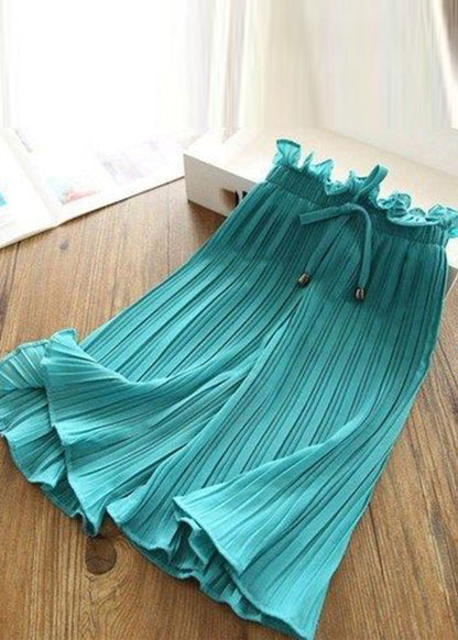Pink Elastic Waist Kids Ice Silk Crop Pants Summer