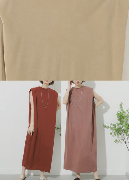 Pink O-neck Maxi Dress Summer