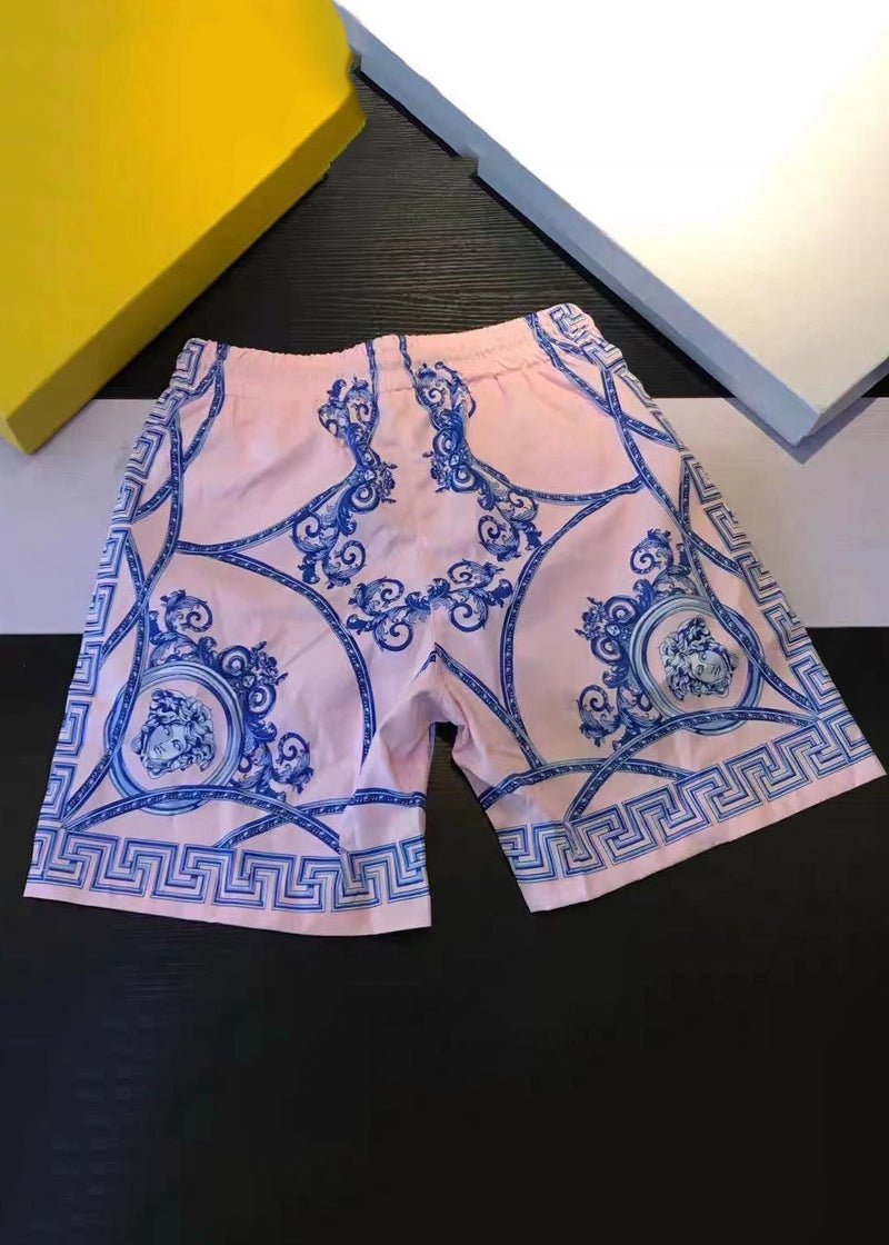 Pink Print High Waist Cotton Summer Shorts