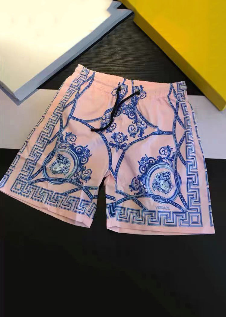 Pink Print High Waist Cotton Summer Shorts