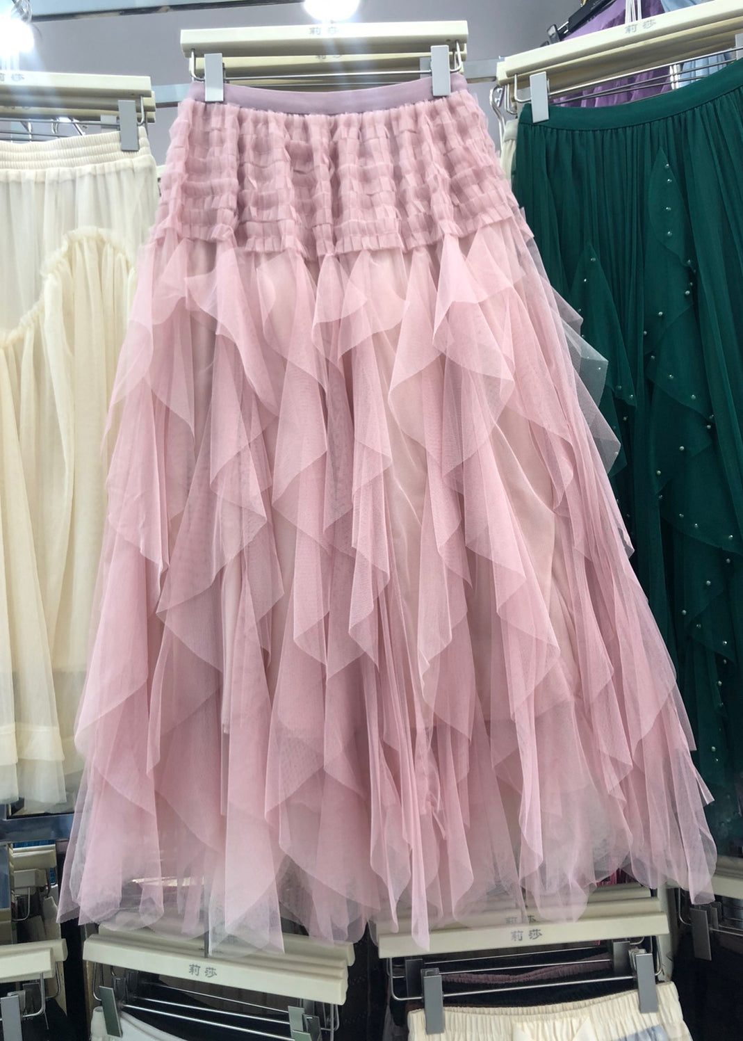 Purple Asymmetrical Patchwork Elastic Waist Tulle a Line Skirt Summer