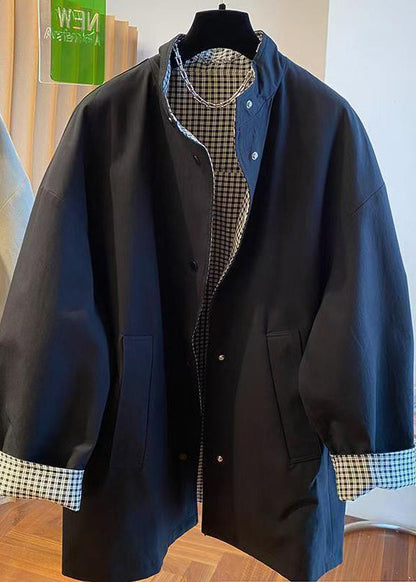 Purple Stand Collar Wear on Both Sides Cotton Jacket Spring