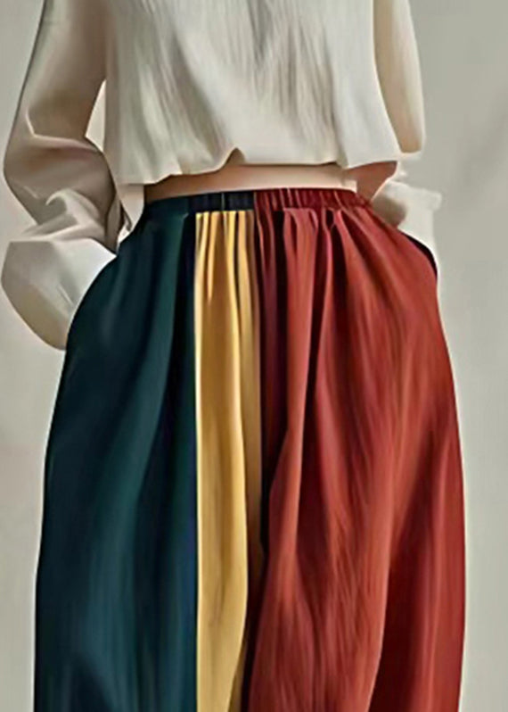 Red Drawstring Elastic Waist Lantern Pants Summer