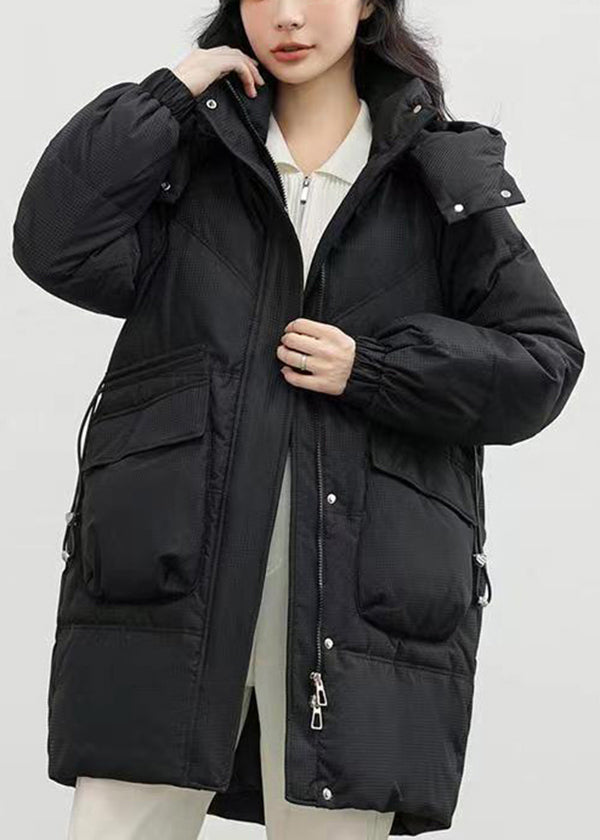 Red Hooded Pockets Fine Cotton Filled Coat Winter