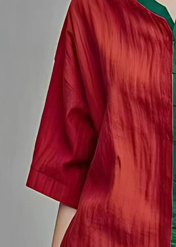 Red O-neck Print Top Summer