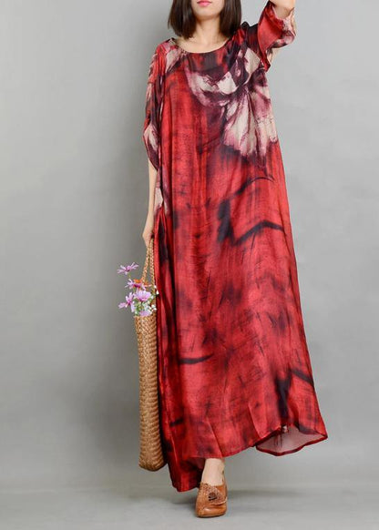 Red Print Asymmetrical Design Two Pieces Set
