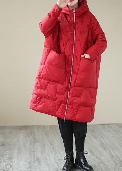 Red Zip Up Thick Fine Cotton Filled Coat Winter
