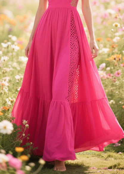 Rose Asymmetrical Patchwork Cotton Vacation Dresses Summer
