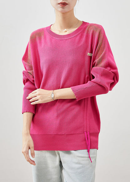 Rose Drawstring Knit Sweater Tops Spring