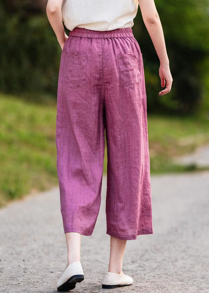 Rose Oversized Linen Wide Leg Pants Summer