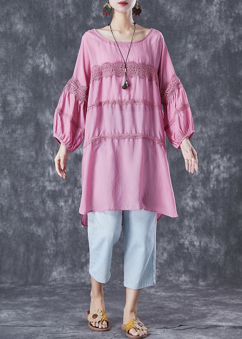 Rose Oversized Patchwork Cotton Robe Dresses Summer
