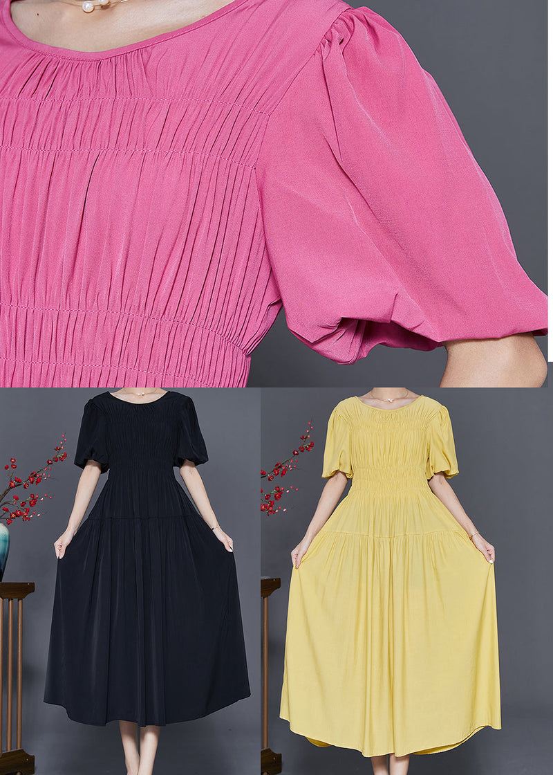 Rose Slim Fit Wrinkled Cotton Holiday Dress Summer