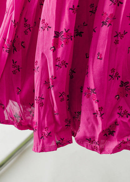 Rose Wrinkled Print Cotton Skirt Summer