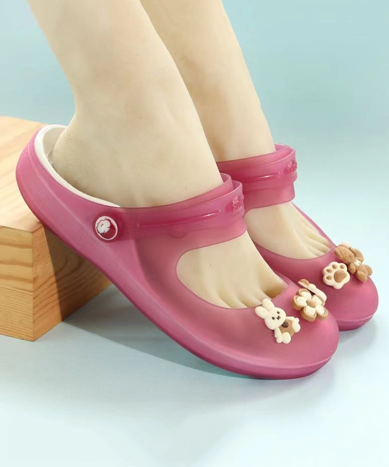 Rubber Red Cartoon Hollow Out Beach Slide Sandals
