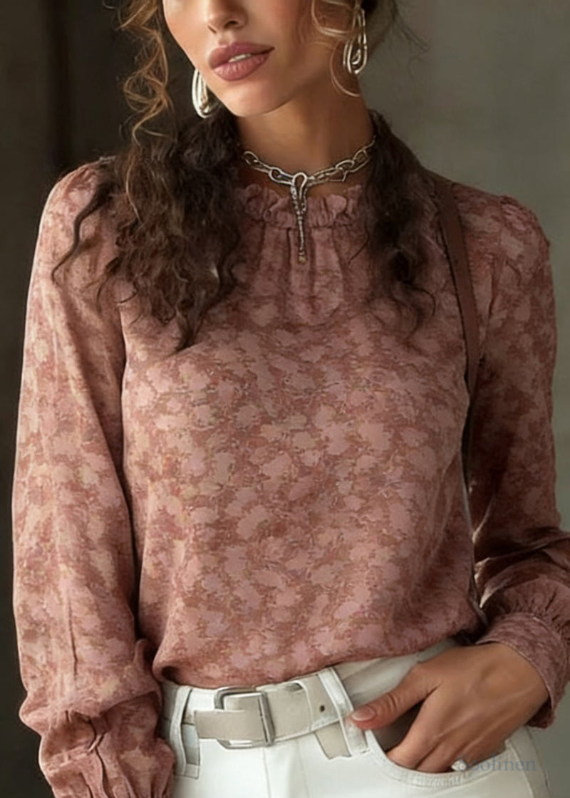 Ruffled Patchwork Print Shirt Spring