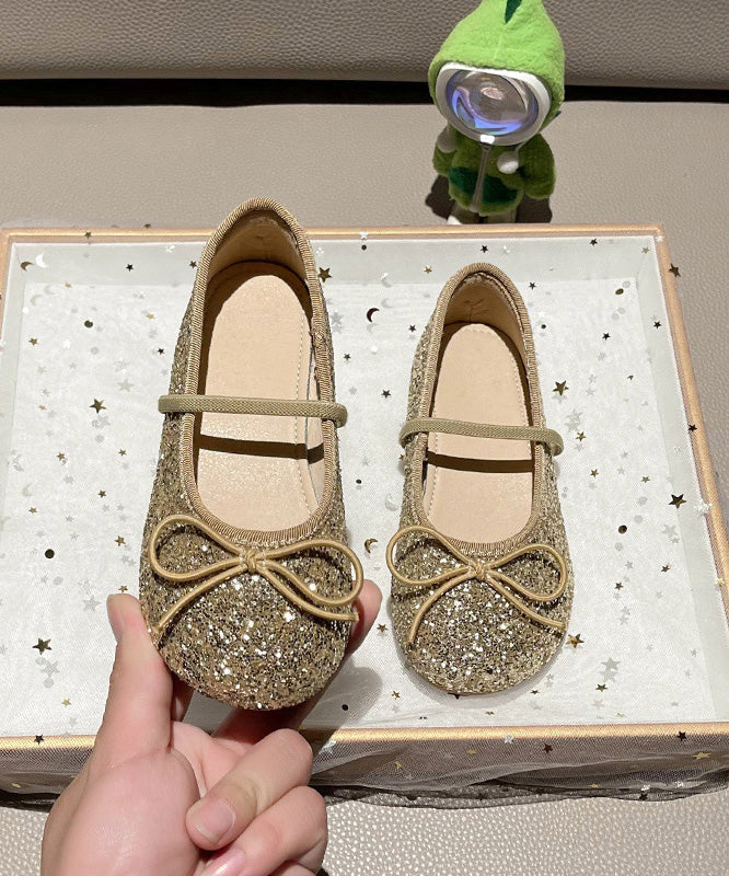 Silvery Bow Lace Up Flat Shoes