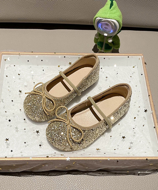 Silvery Bow Lace Up Flat Shoes