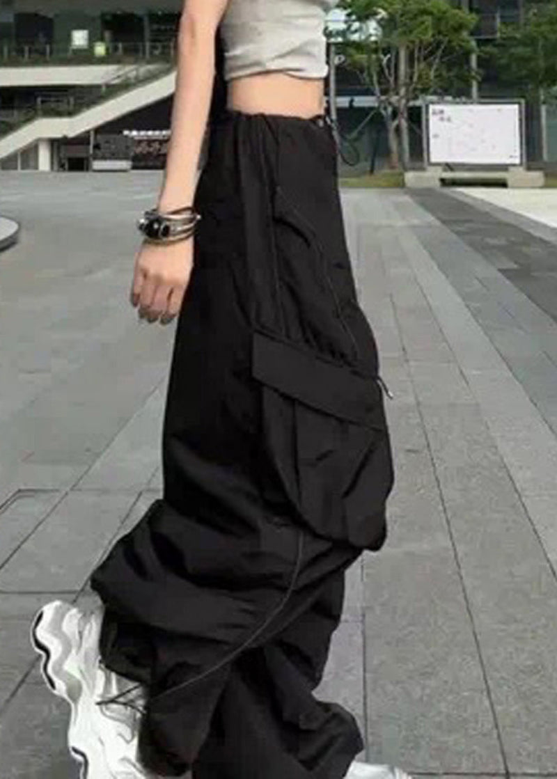 Silvery Drawstring Pockets Pants Summer