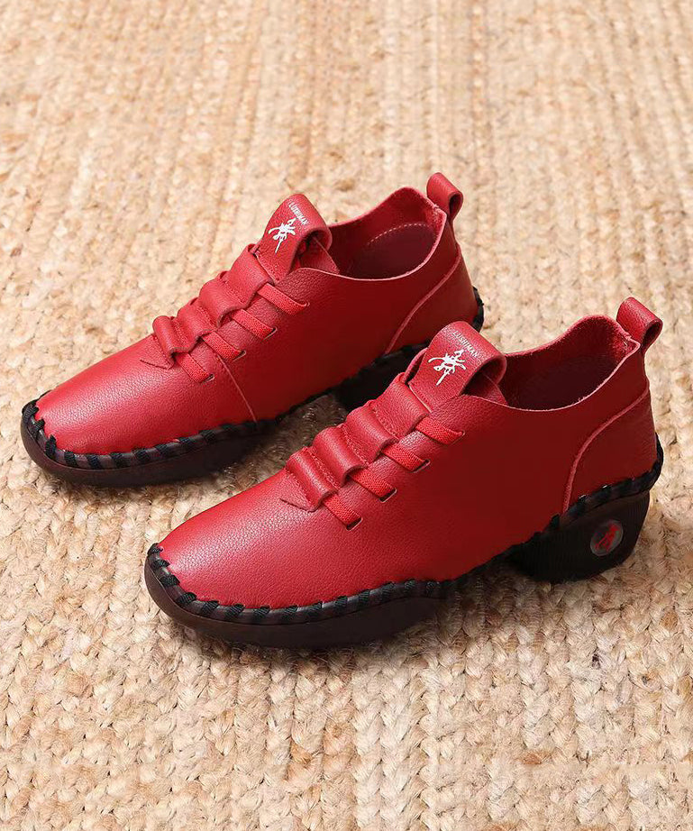 Soft Splicing Chunky Red Cowhide Leather Dance Shoes