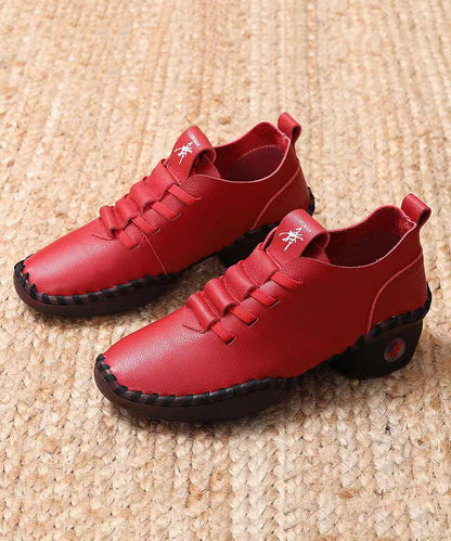 Soft Splicing Chunky Red Cowhide Leather Dance Shoes