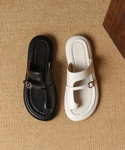 Splicing Hollow Out Black Flip Flops Slide Sandals