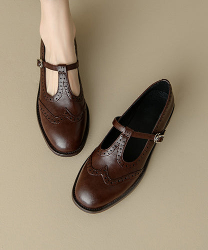 Splicing Loafers for Brown Cowhide Leather