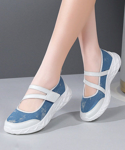 Splicing Platform Flat Feet Shoes Blue Denim Breathable