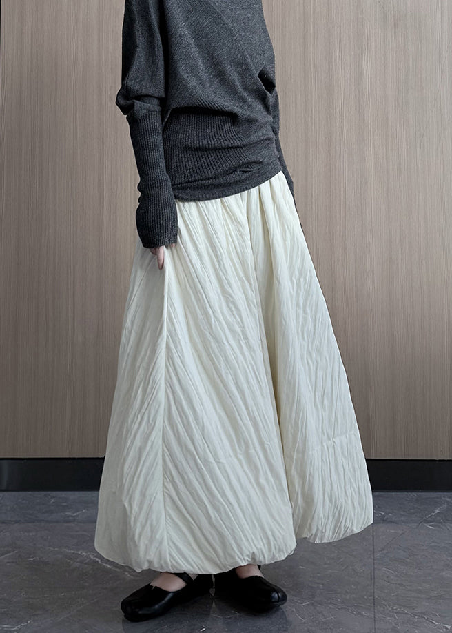 White Exra Large Hem Fine Cotton Filled a Line Skirt Winter